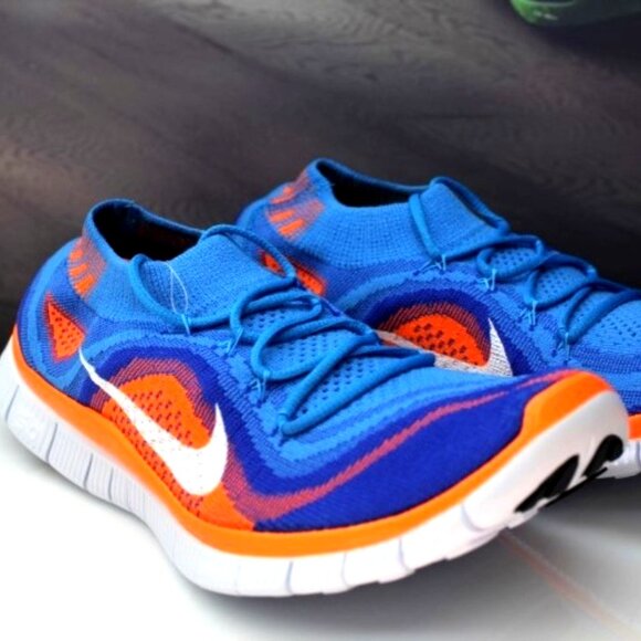 Nike Other - NEW in Box NIKE Free Flyknit 5.0 Shoes Men's Size 9.5 Blue Glow/Total Orange